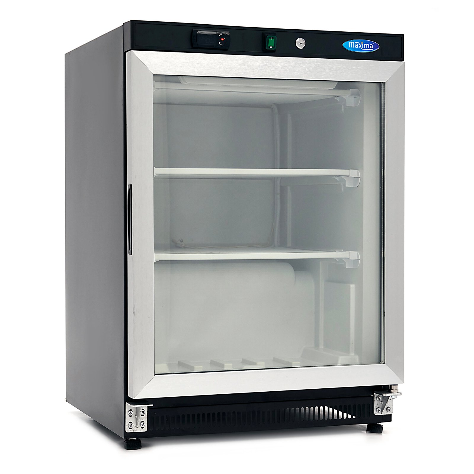 Šaldiklis 200L – 60*59*85 – 332W - su stiklo durelėmis, MAXIMA (juodas) - Image 3