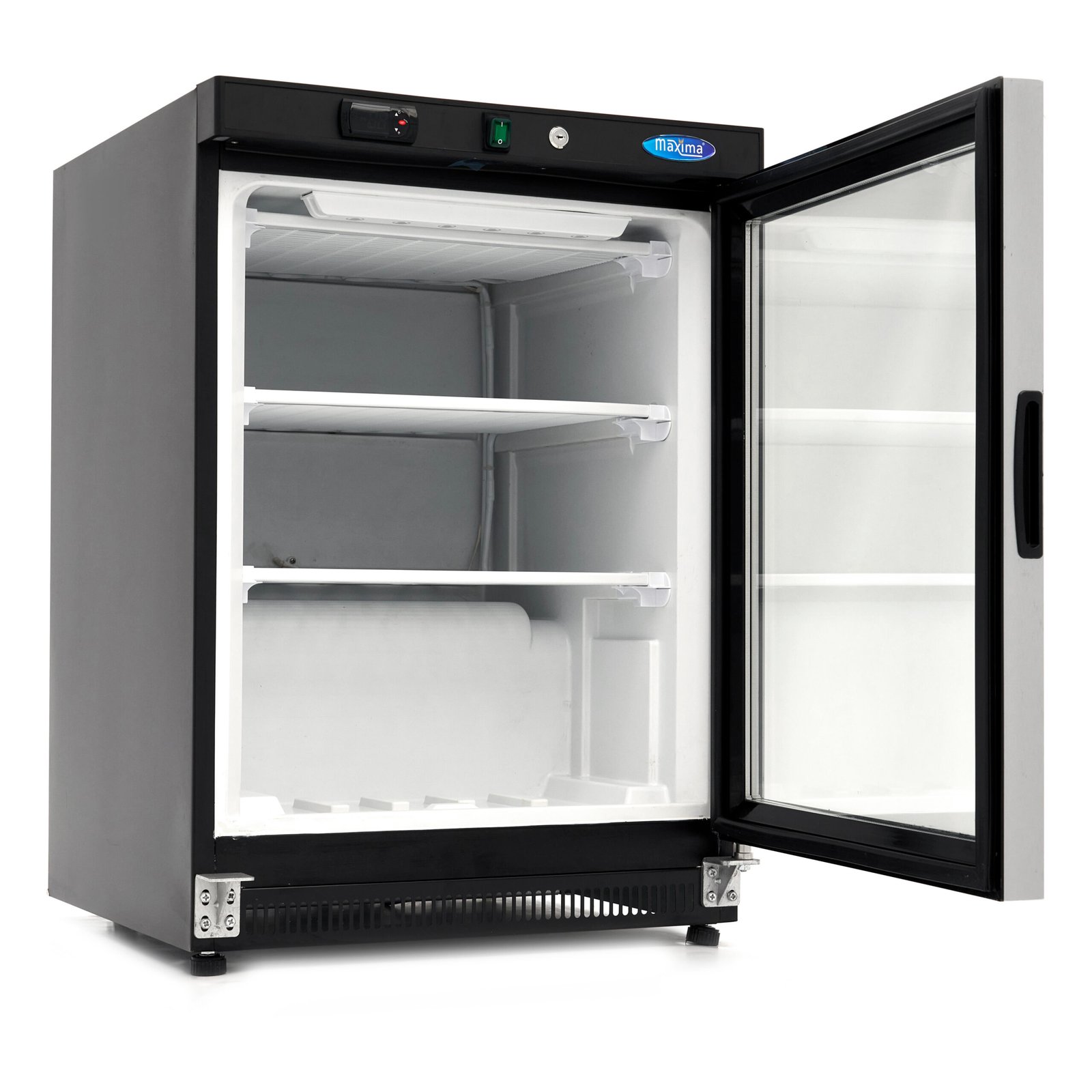 Šaldiklis 200L – 60*59*85 – 332W - su stiklo durelėmis, MAXIMA (juodas) - Image 4